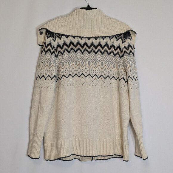 EDDIE BAUER Cream/Gray Long Sleeve Shawl Collar Wool Blend Cardigan; Size XL - Picture 2 of 4